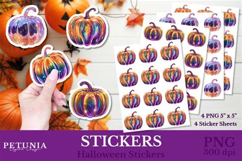 Iridescent Pumpkin Stickers Halloween Pumpkin Stickers