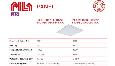 Oprawa Panel Led Pila Rc B Led S Psu W L Noc