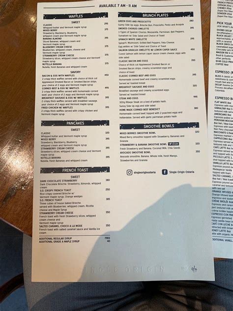 Menu At Single Origin Salcedo Cafe Makati Salcedo Village