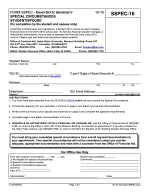 Fillable Online Isu Form Sspec Idaho State University Fax Email Print