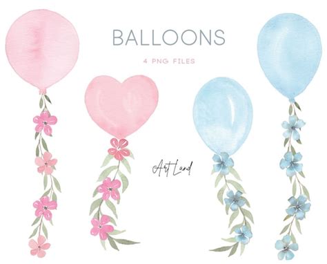 Watercolor Boho Balloons Clipartbaby Showerhand Australia