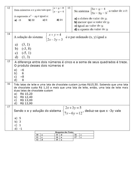 Mat Utfrs Sistemas De Equacoes Exercicios Pdf