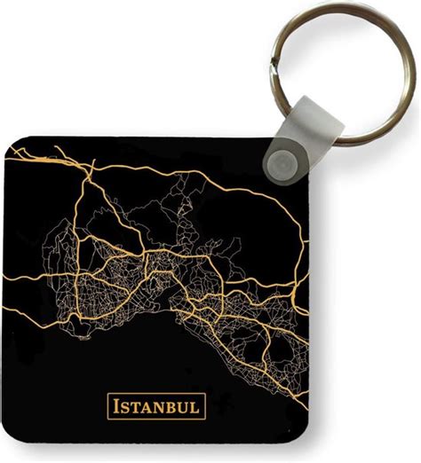 Sleutelhanger Uitdeelcadeautjes Kaart Istanbul Goud Zwart