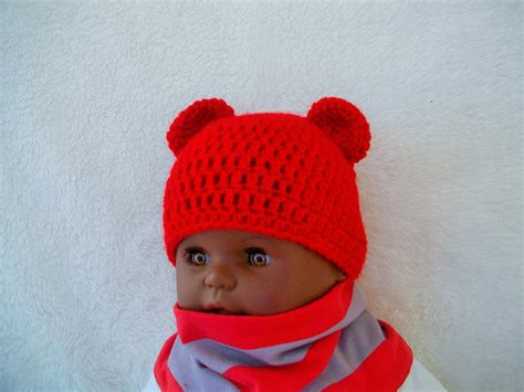 Beanie baby bear baby boy crochet Handmade wool acrylic red | Etsy