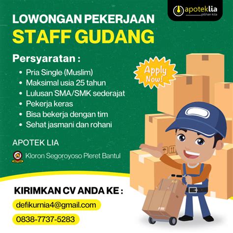 Lowongan Kerja Staff Gudang Di Apotek Lia LokerJogja ID