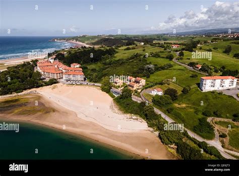 Aerial View Of Playa Del Puntal San Vicente De La Barquera Cantabria