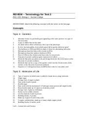 Biol Review Test Docx Review Terminology For Test Biol