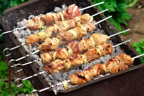 Premium Photo Pork Shish Kebab On Fire Appetizing Fresh Meat Shish