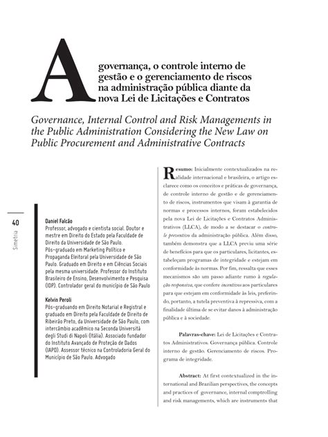 PDF A governança o controle interno de gestão e o gerenciamento de