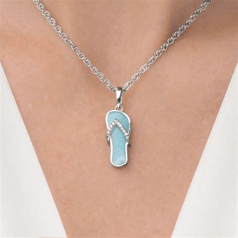 Flip Flop Pendant In Sterling Silver By Marahlago Larimar