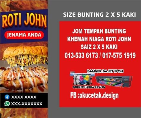 BUNTING GERAI KHEMAH NIAGA BISNES ROTI JOHN READY DESIGN 2 X 5 KAKI