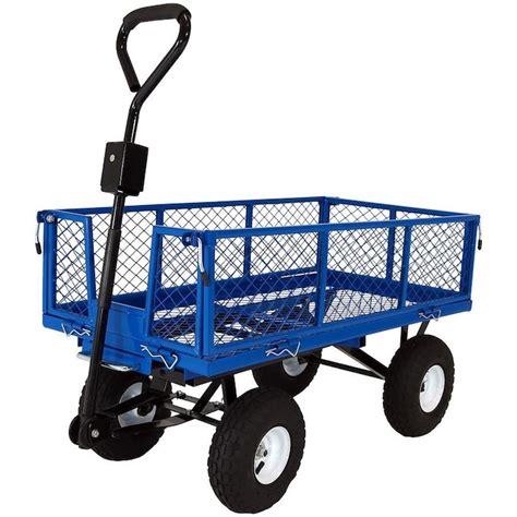 Sunnydaze Decor Utility Steel Dump Garden Cart Outdoor Lawn Wagon With