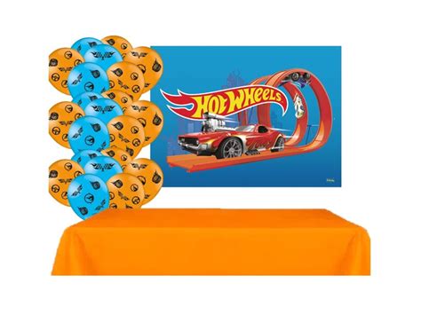 Kit Decoração Festa Hot Wheels Painel 25 Balões Toalha