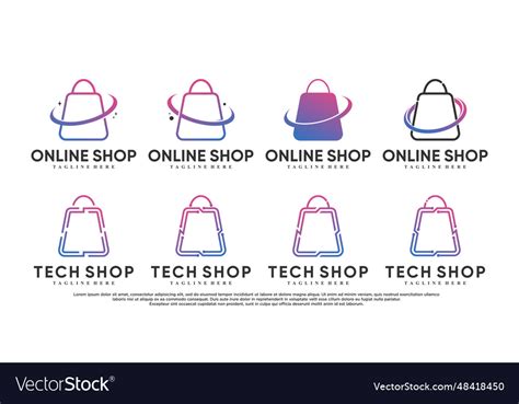 Set of online shop logo design with creative Vector Image