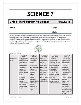 Science Unit Introduction To Science Projects Pdf By Alternate