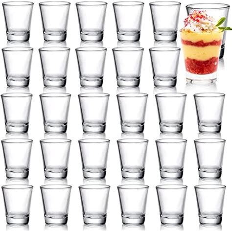 Tebery 30 Pcs 2 Oz Shot Glasses Heavy Base Shot Glasses Sets Round Glassware Shot Glass Clear