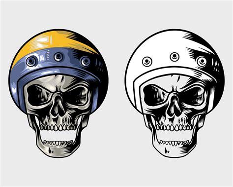 ilustración de una calavera con un casco único con una combinación de