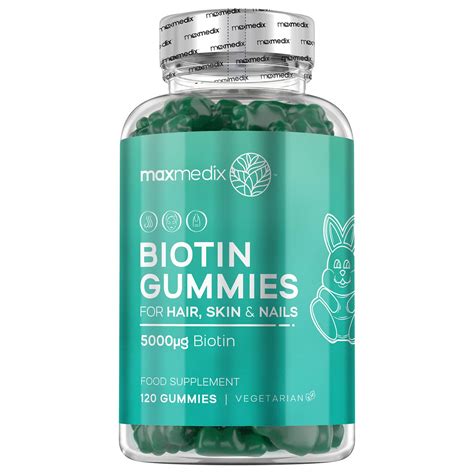 Biotin Skin Nails And Hair Gummies 5000mcg 120 Chewable Hair Vitamin B7 Gummies Biotin Hair