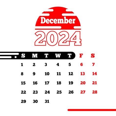 December 2024 Calendar Minimalist Style Vector December 2024 Calendar