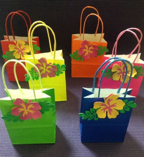 Hawaiian Bags Aloha Themed Party Luau Favor Bags Hibiscus Etsy