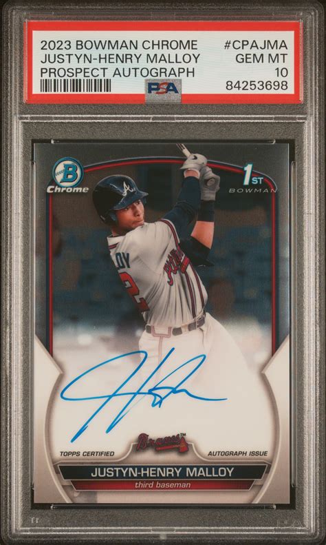 Bowman Chrome Prospect Auto St Justyn Henry Malloy Cpajma Psa