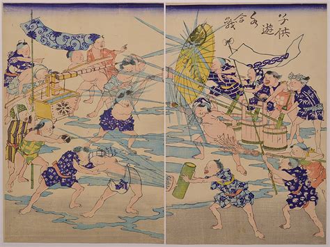 【戊辰戦争風刺画 子供遊水合戦】浮世絵 子供絵 A21a｜代購幫