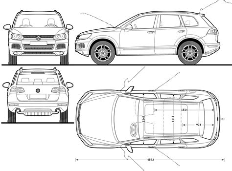 2007 Volkswagen Tiguan SUV blueprints free - Outlines