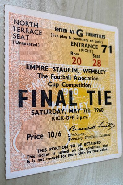 Original Fa Cup Final Ticket Blackburn Rovers V Wolverhampton