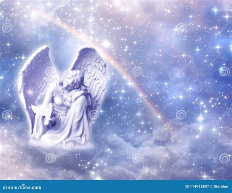 Angel Archangel Haniel With Rainbow Stock Image Image Of Peace