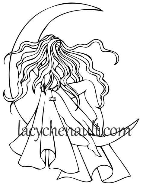 Triple Moon Goddess Coloring Pages Pagan Art Adult Coloring Etsy