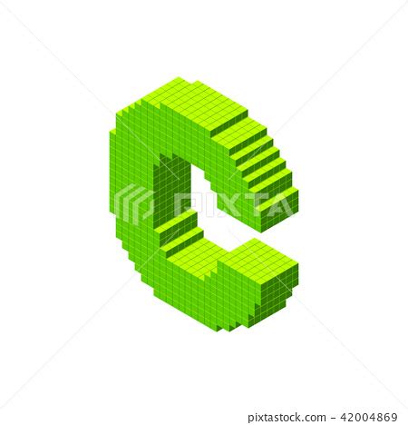 3d Pixelated Capital Letter C Vector Illustration Stock Illustration