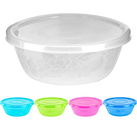 Decorrack Round Deep Serving Bowl With Lid For Salad Food Home Use