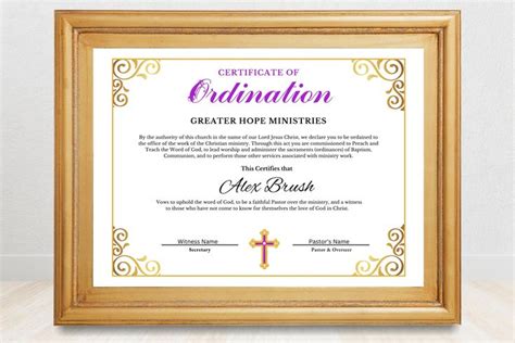 Editable Certificate Of Ordination Ministry Ordination For Etsy In