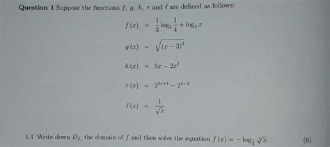 Solved Question 1 Suppose The Functions F G H R And Are