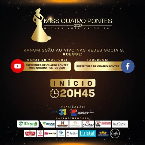 Miss Quatro Pontes 2023 ocorre amanhã e será transmitido ao vivo