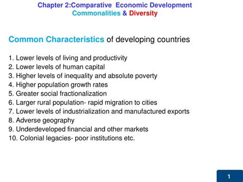 Ppt Chapter Comparative Economic Development Commonalities