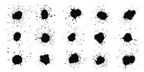 Koleksi Percikan Tinta Hitam Abstrak Bentuk Memerciki Percikan Vektor