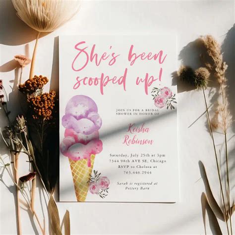 Ice Cream Scooped Up Bridal Shower Invitation Zazzle