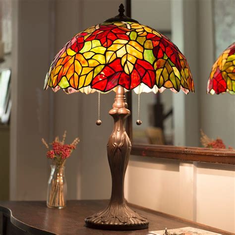 Maple Leaves Stained Glass Table Lamp Harvest Cracker Barrel Old Country Store Stained