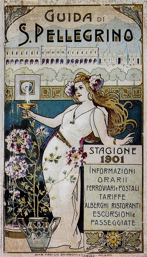 An Old Poster With A Woman Holding A Vase And Flowers In Her Hand From