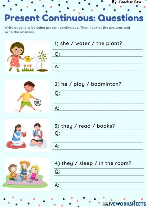 Present Continuous Questions Worksheet