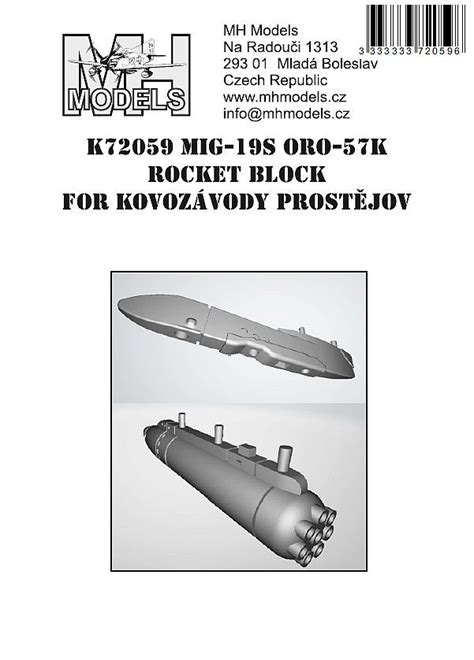 MH MODELS K72059 Mikoyan MiG19S ORO 57K Rocket Block Kovosavody