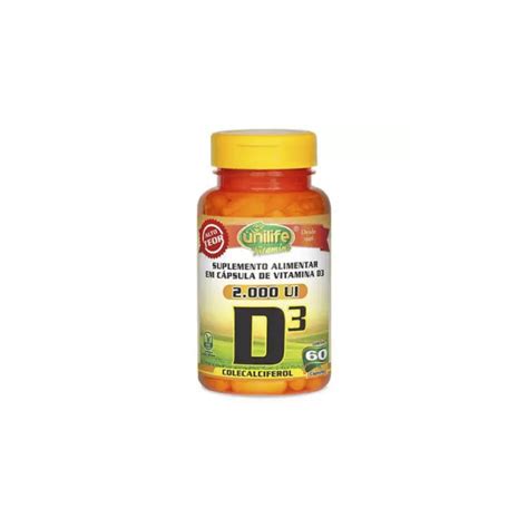 Vitamina D3 Colecalciferol 500mg 60 cápsulas Unilife Casa do Sertão