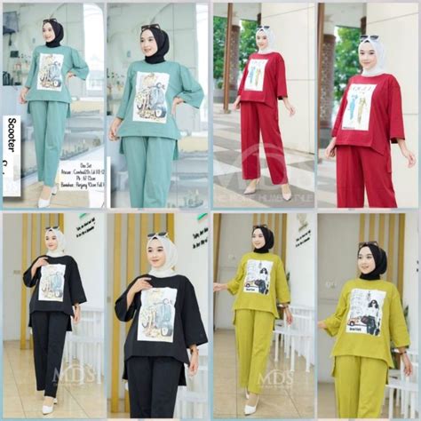 Sallsa Store Setelan Baju Wanita Crinkle One Set Crinkle Sablon