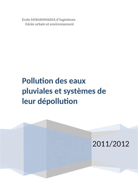 Docx Pollution Des Eaux Pluviales Et Syst Mes De Leur D Pollution