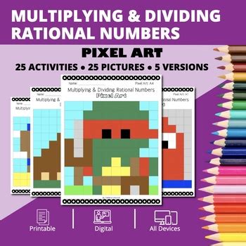 Arcade Multiplying And Dividing Rational Numbers Pixel Art Mystery