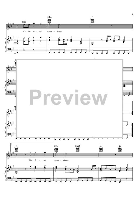 Final Countdown Sheet Music By Europe For Pianovocalchords Sheet Music Now