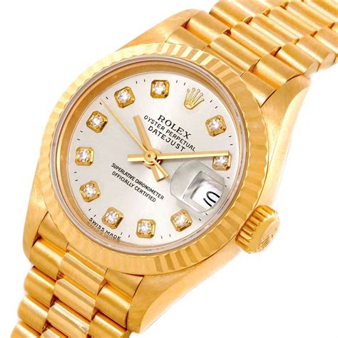 Rolex President Datejust Ladies 18k Yellow Gold Diamond Watch 69178 Swisswatchexpo