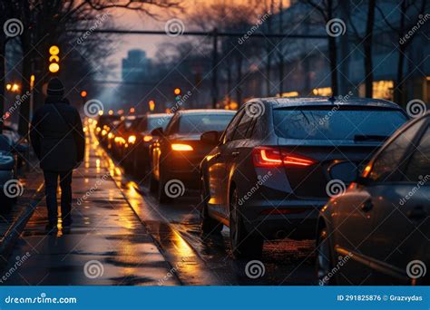 Car Rush Hours City Street On The Morningtraffic Jam On The Road Stock