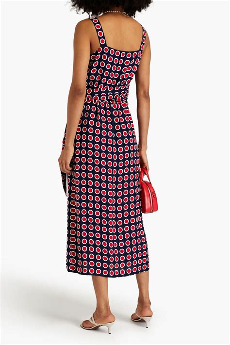 Boutique Moschino Belted Printed Crepe Midi Dress The Outnet